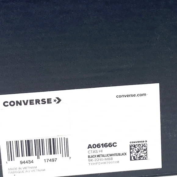 Converse Chuck Taylor High Black Metallic Leather Sneakers Women's Size A06166C - Picture 7 of 8